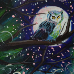 Night Blossoms w Owl
